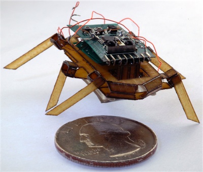 RoACH robot pictured next to US quarter